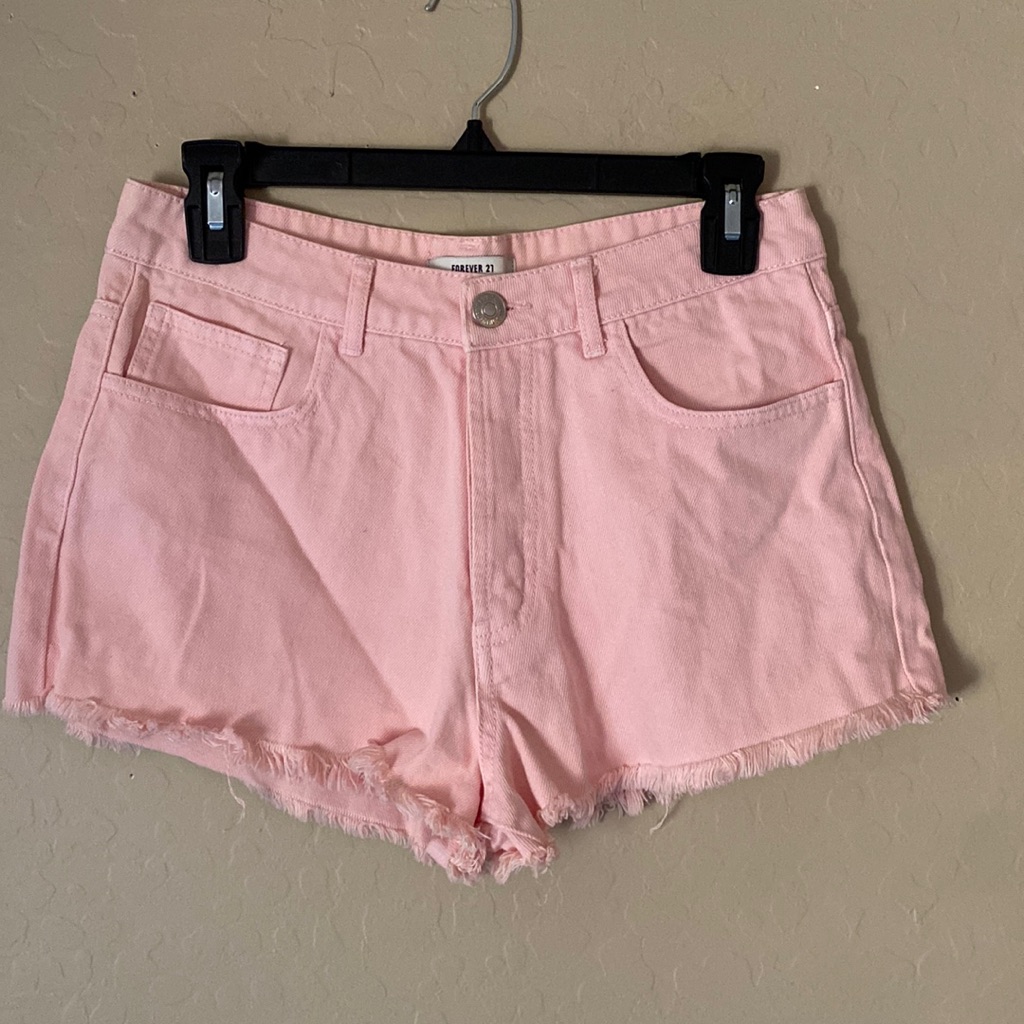 Forever 21, Size 27, Pink, Button Fly Cut Off Jean Shorts